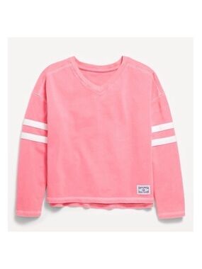 Loose Long-Sleeve Sporty Pink Graphic T-Shirt | M (8)